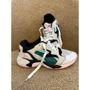 Puma Low Top Sneakers White Teal Black Coral Lace Up Casual Shoes